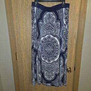 INC International Concepts Navy and White Maxi Skirt Geometrical Design